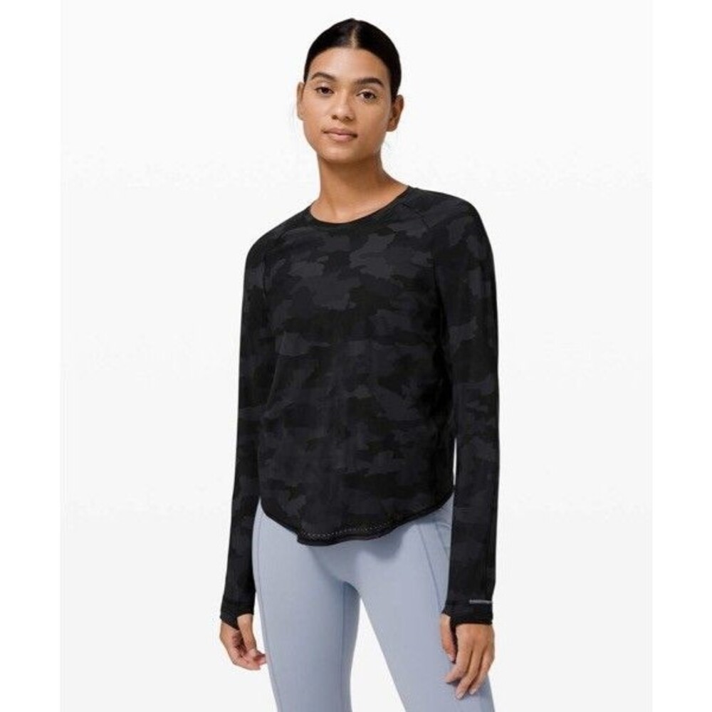 Lululemon Rise and Run Long Sleeve Heritage 365 Camo Deep Coal Multi Size 8?